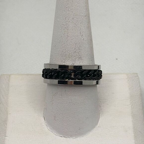 NWOT Size 9 Stainless Steel fidget spinner band with chain - Picture 1 of 3